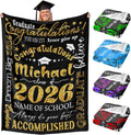 Customd Name Blankets Graduation Throw Custom Class of 2026 Graduation Blanket for 2026 Seniors Students Daughter Son Classmates Personalized Blankets for Graduate Decor Gifts