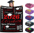 M YESCUSTOM Custom Graduation Gifts Blanket with Text Personalized Class of 2026 Graduation Blankets Customized Throw Blanket Graduation Gift for Her Him High School College 50" X 60" Black Purple