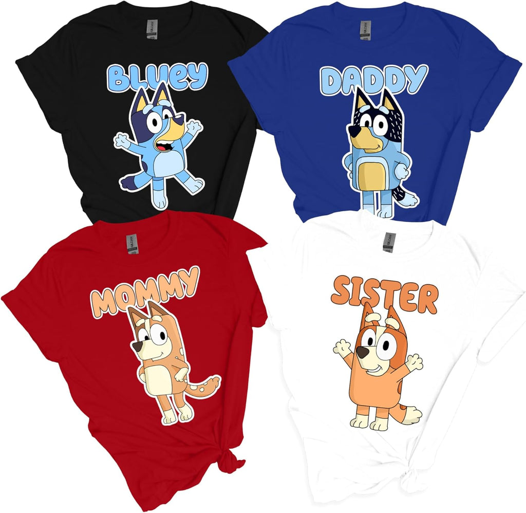 Personalized Family Matching Birthday Shirt, Family Cartoon Funny Shirts, Dog T-Shirt for Kids, Animal Toddler Shirts