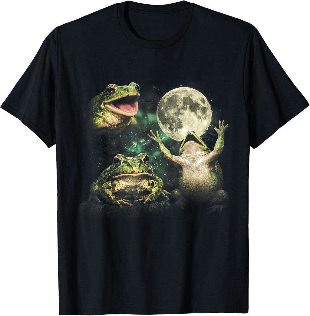 Vintage 90s Three Frogs Howling at The Moon 3 Frog Moon T-Shirt