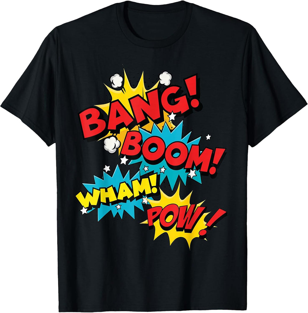 Bang Boom Wham Pow Comic Sound Effect Design T-Shirt