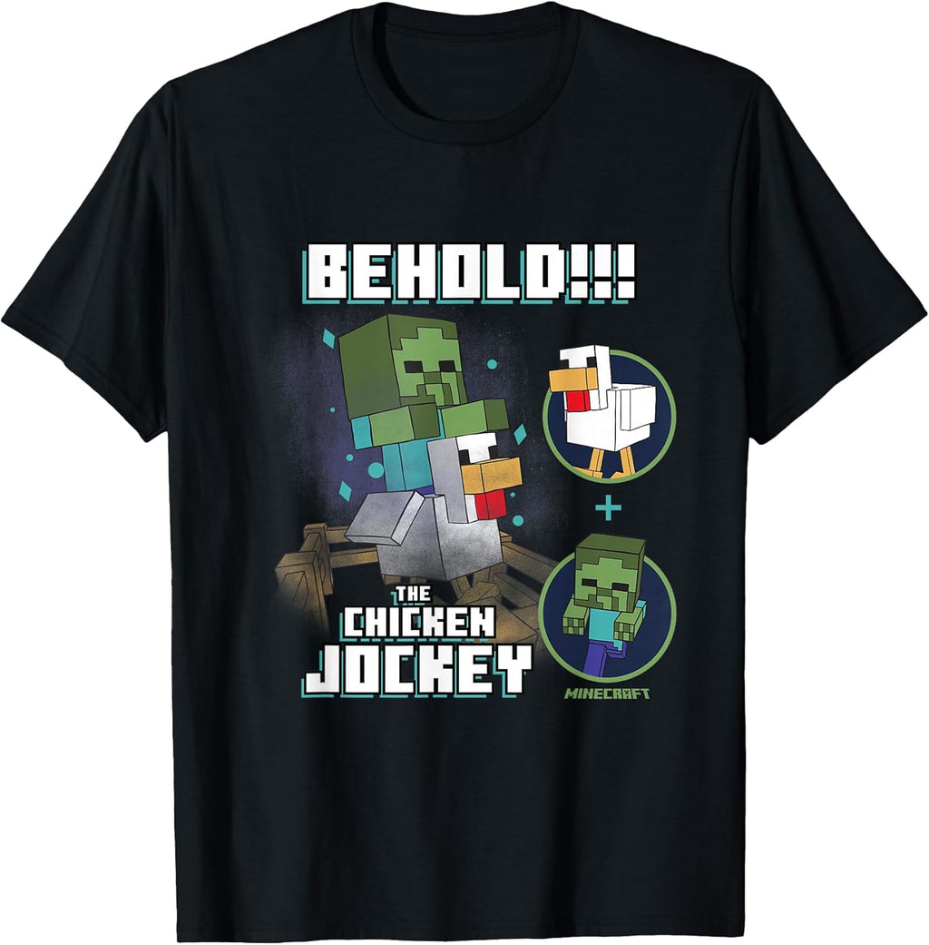 Behold The Chicken Jockey Zombie on Chicken Design T-Shirt