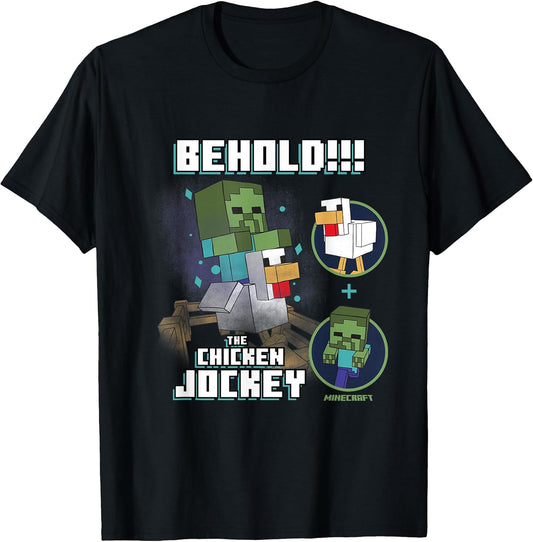 Behold The Chicken Jockey Zombie on Chicken Design T-Shirt