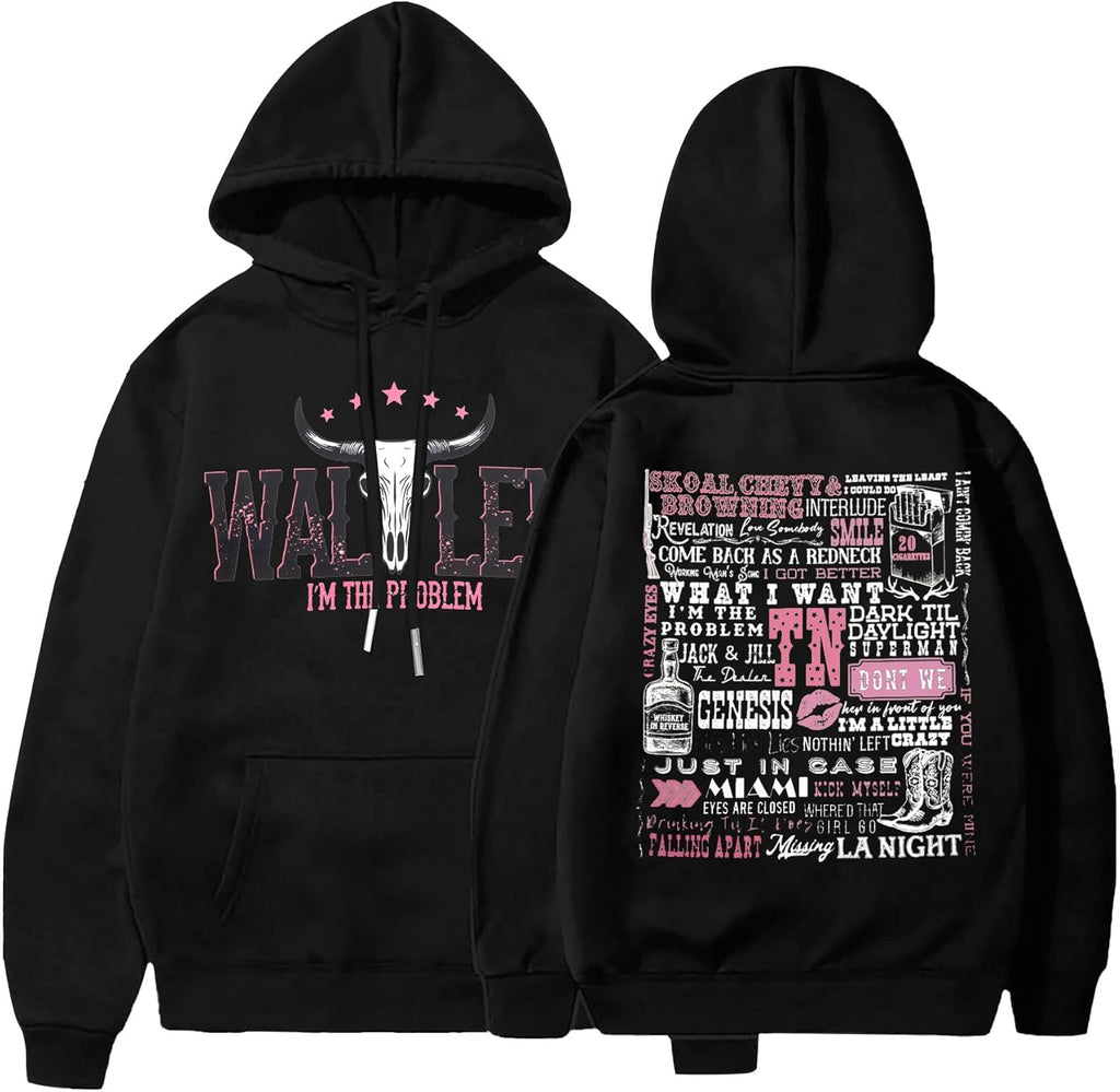Western Hoodie Women Rodeo Cow Skull Graphic Shirt Country Concert Vintage Sweatshirt Cowboy Long Sleeve Pullover