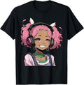 Anime and Music Black Girl Anime Merch Afro African American T-Shirt