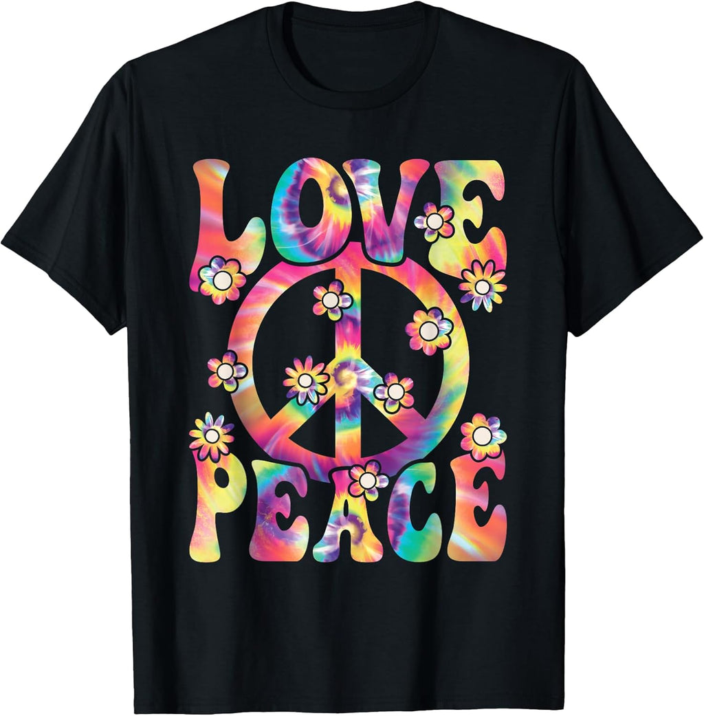 Love Peace Sign 60s 70s Hippie Costume Women Girls T-Shirt
