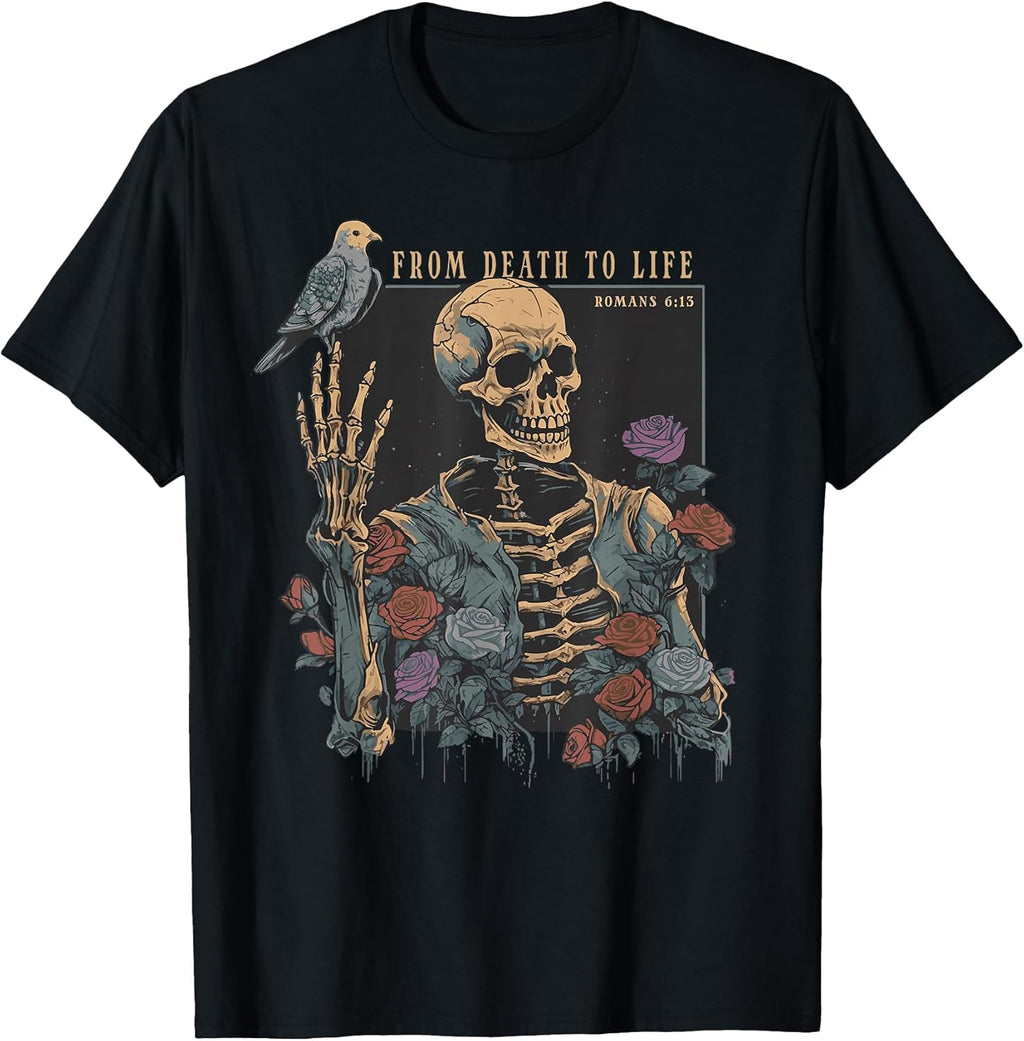Christian Vintage Gothic Skeleton Bible Quote Romans 6:13 T-Shirt