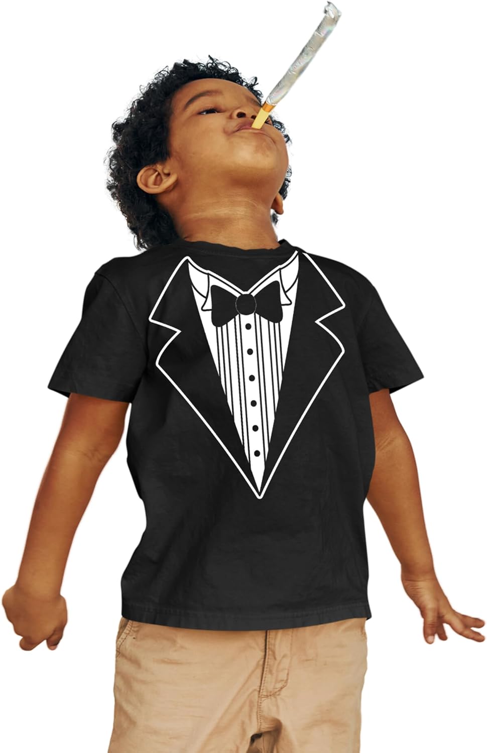 Kids Funny Tuxedo T-Shirt Black