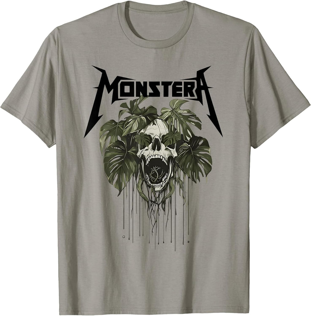 Monstera Funny Skull Plant Lover Grunge Gardener Women Men T-Shirt