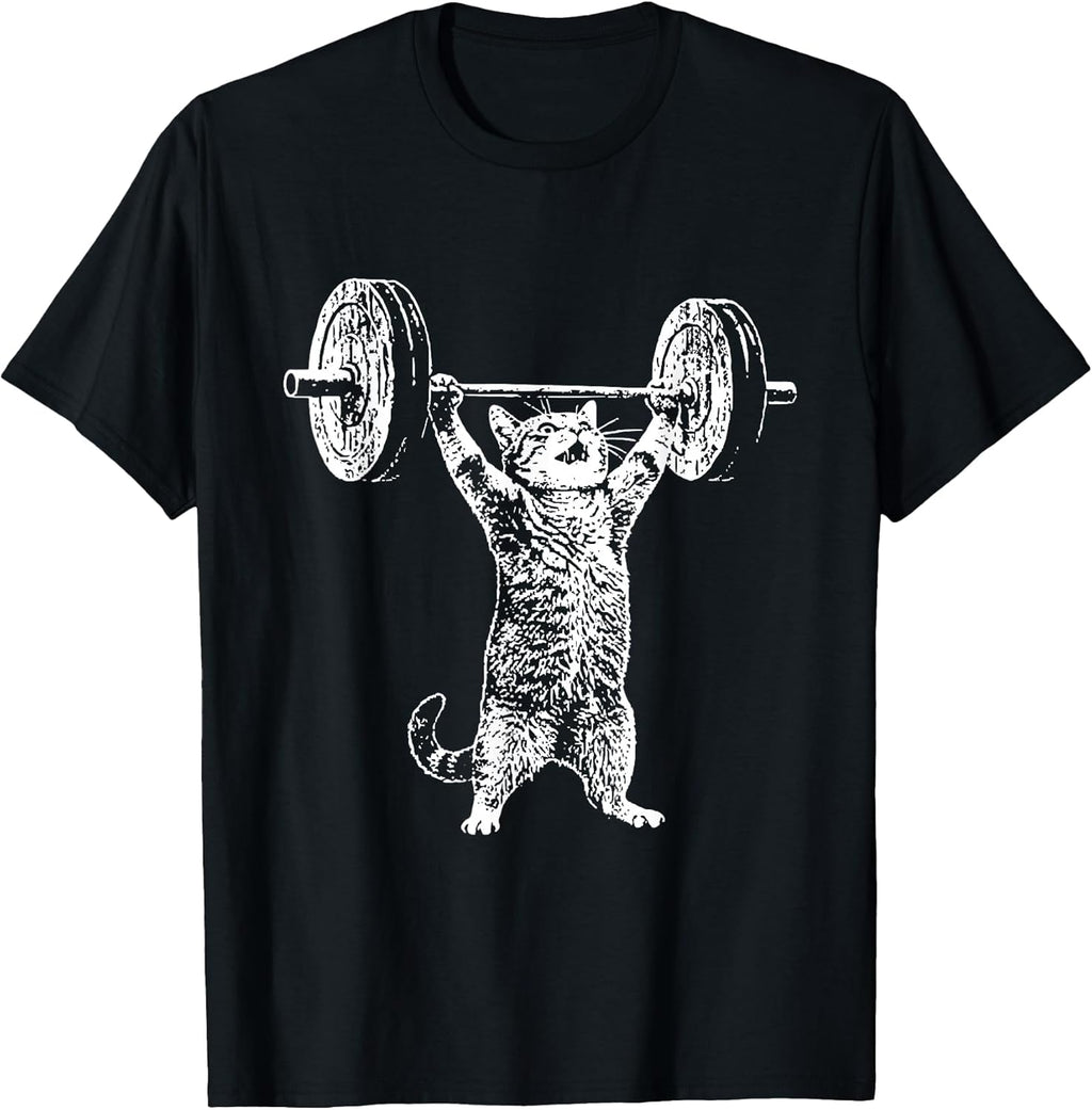 Funny Cat Gym Workout Deadlift Cat Meme Gym Pump Kitten T-Shirt