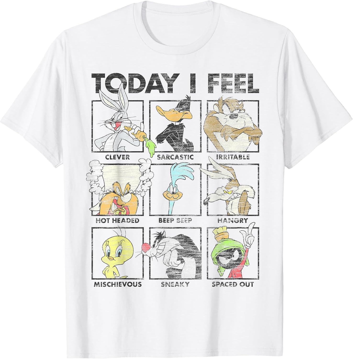 Today I Feel Distressed Character Box Ups T-Shirt