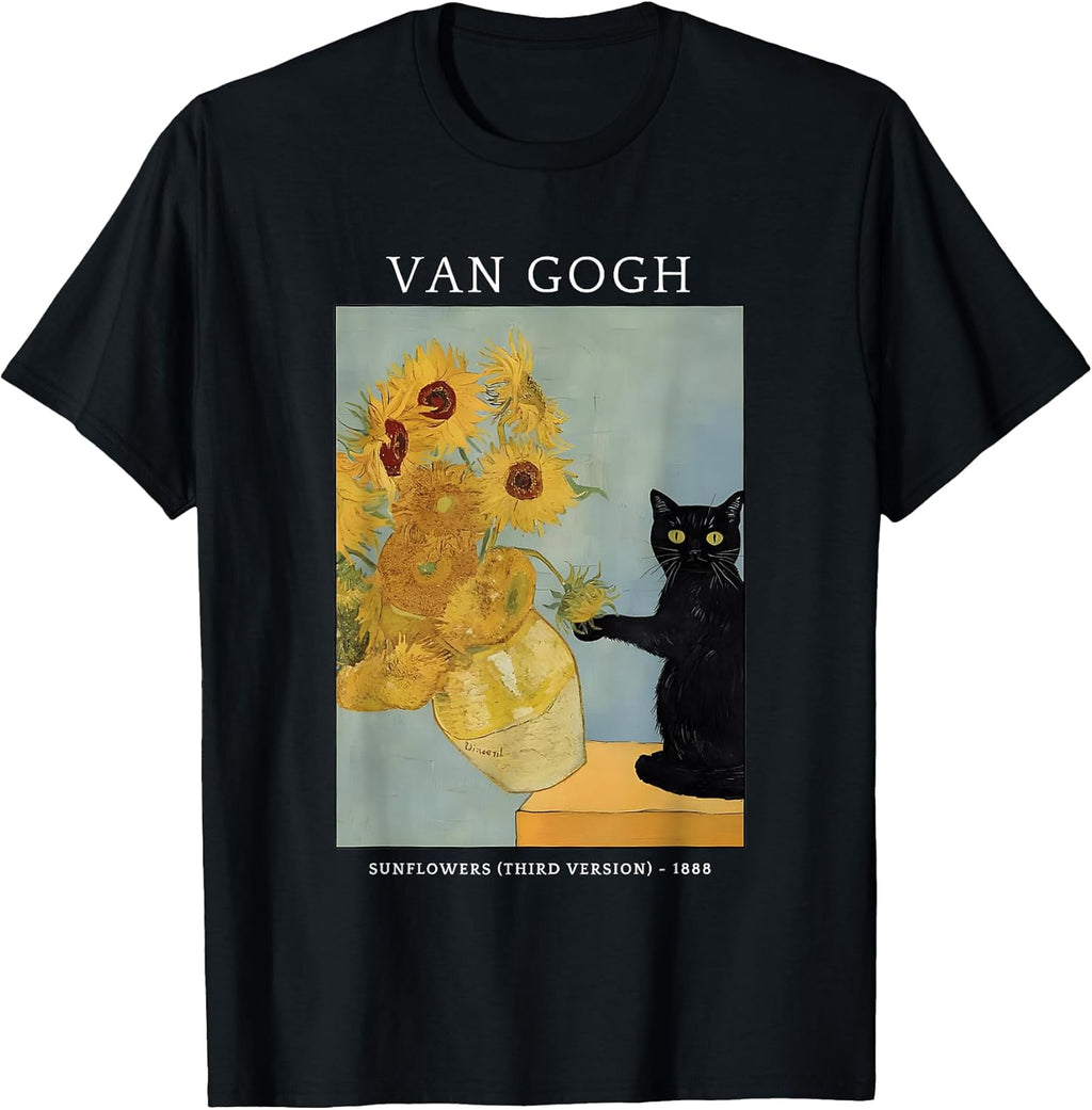 Van Gogh Sunflowers Cat Art