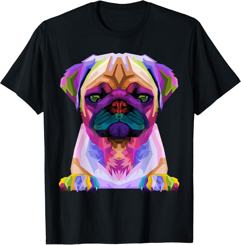 Pug Pop Art Colorful Portrait for Dog Lovers T-Shirt Unisex T-shirt, Sweatshirt, Hoodie, Long Sleeve Tee (Image 1)