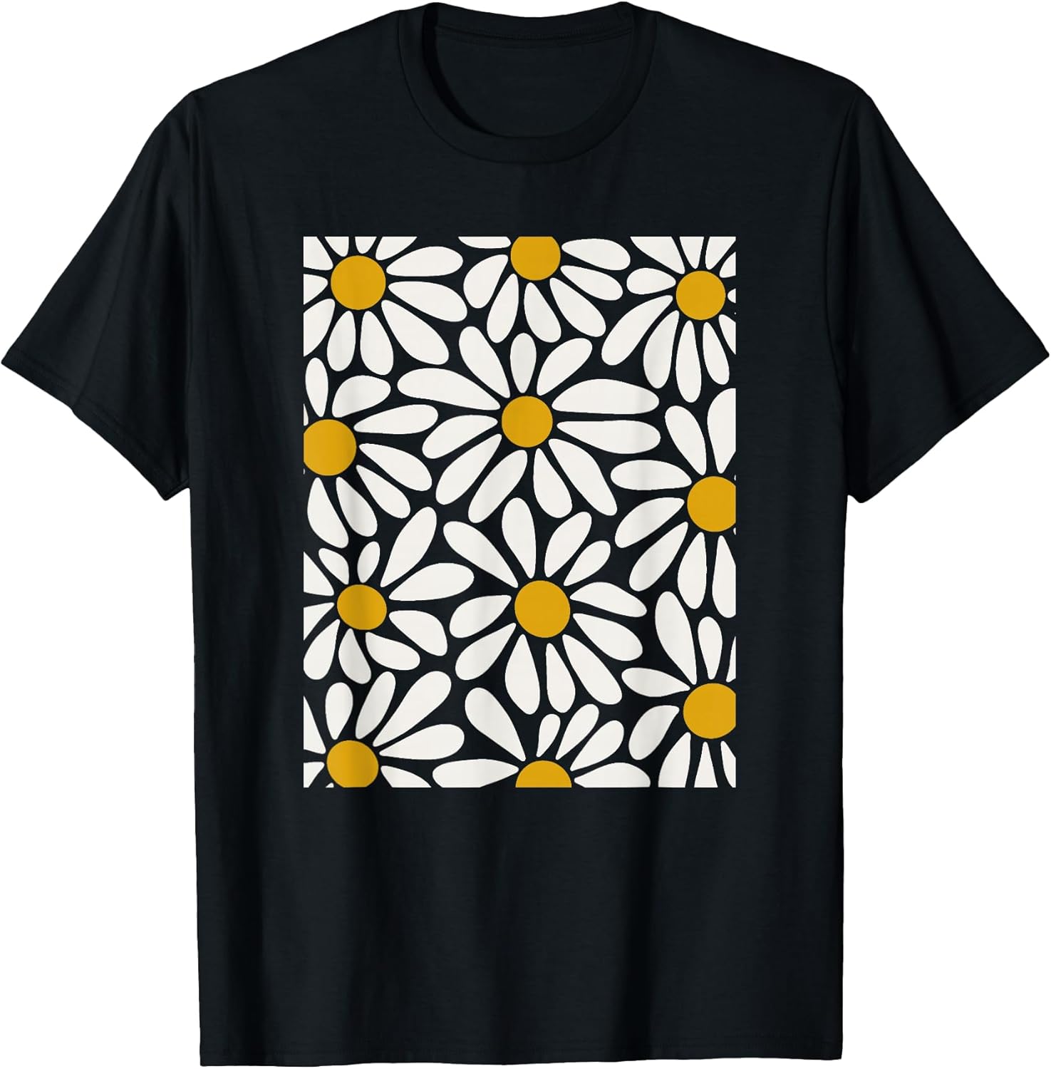 Boho Retro White Daisy Floral Summer Art T-Shirt