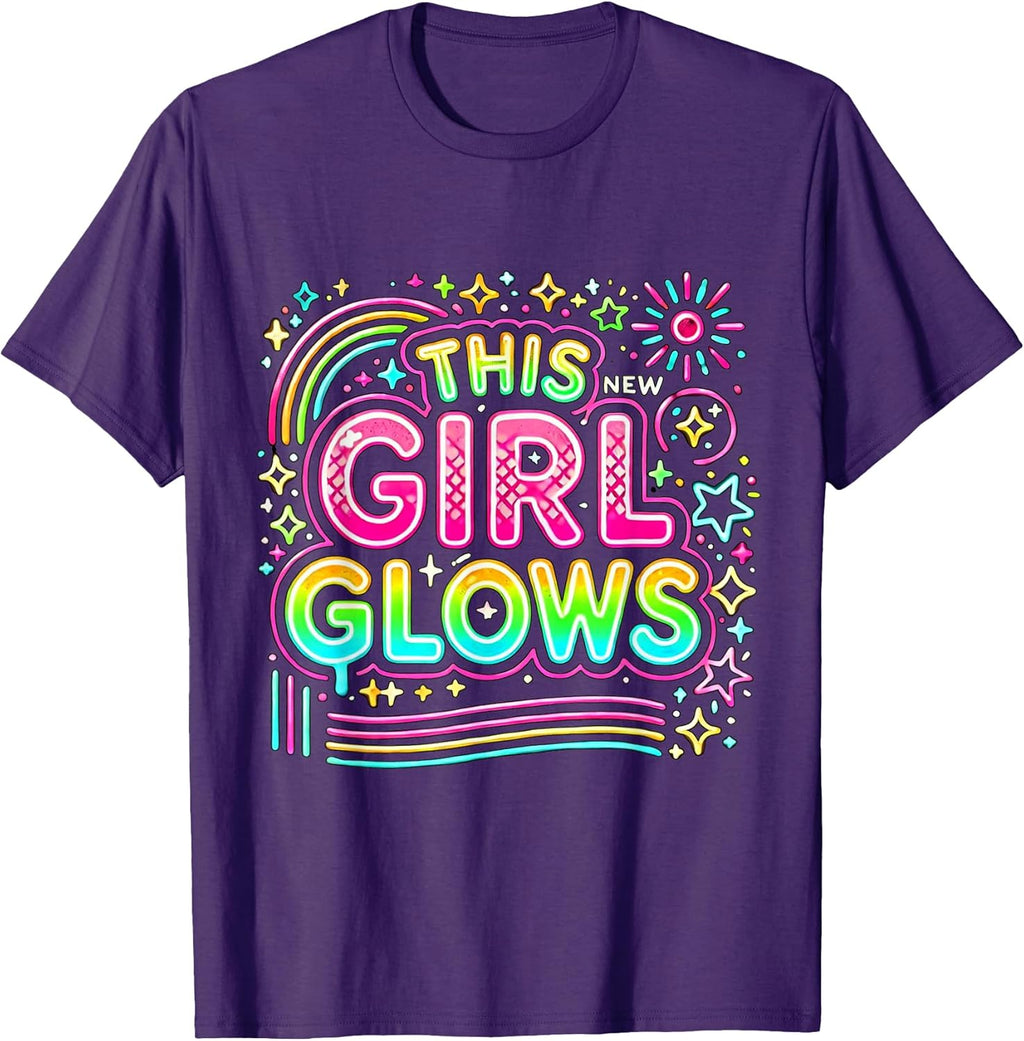 This Girl Glows for Kids Tie Dye Bright Color 80's and 90's T-Shirt