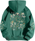 Women's Floral Printed Hoodies Vintage Aesthetic Flower Graphic Sweatshirt Cute Boho Fleece Thermal Hoodie Pullover