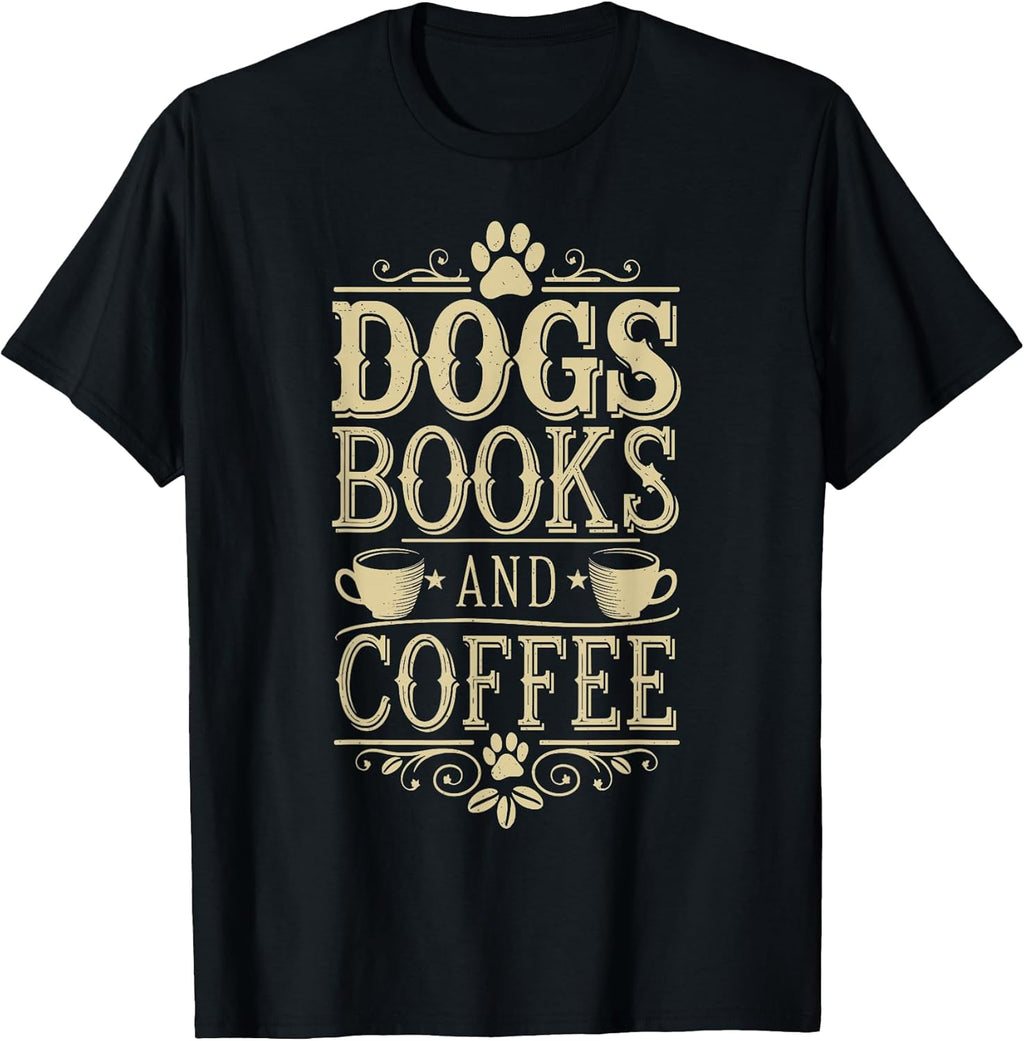 Dogs Books Coffee for Book Lover Shelter JM
