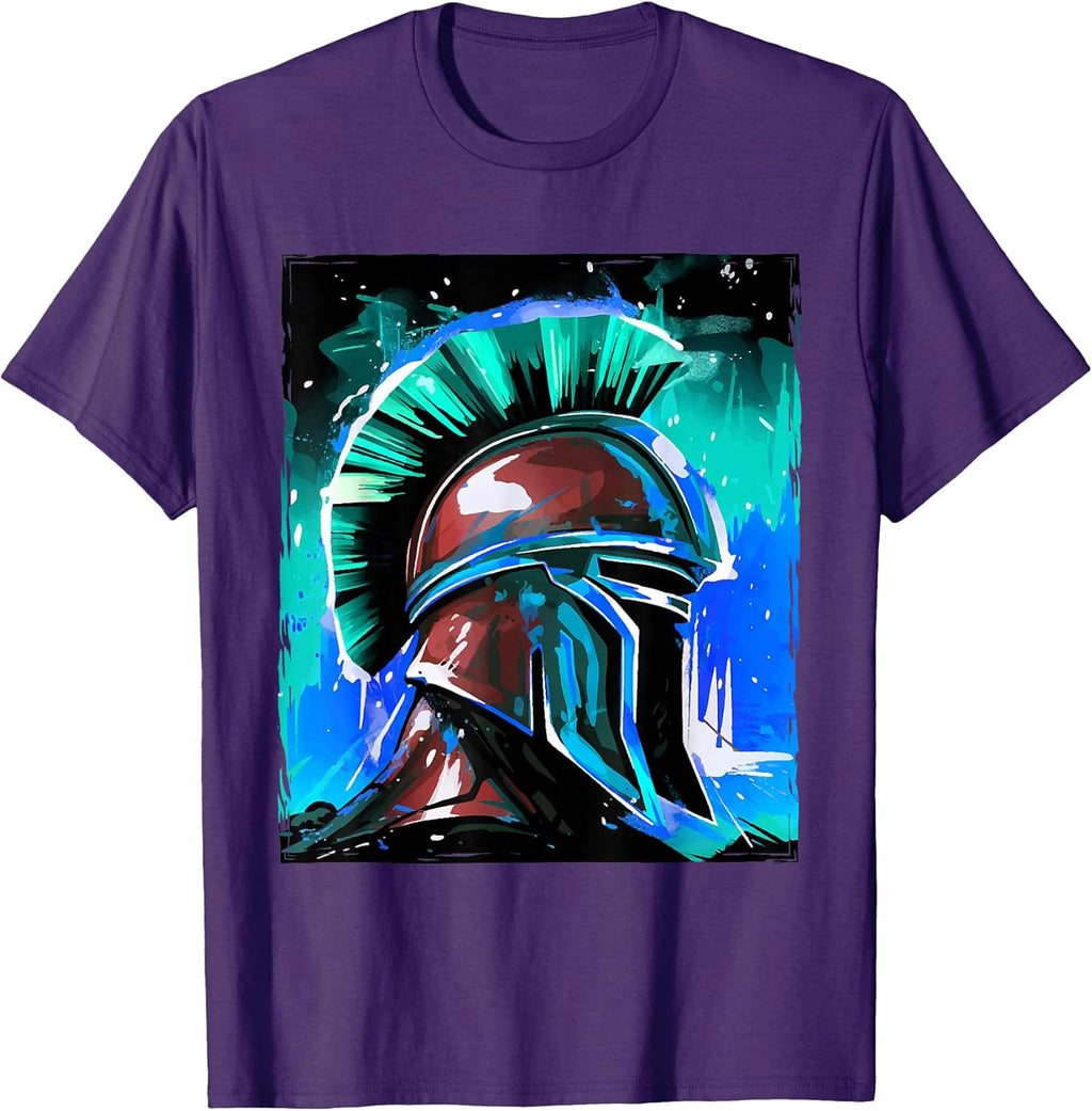 Spartan Pop Art Portrait Helmet | Gym Gladiator T-Shirt