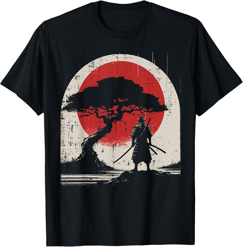 Japanese Samurai Kimono Tree Sun Vintage Art Women Men Kids T-Shirt