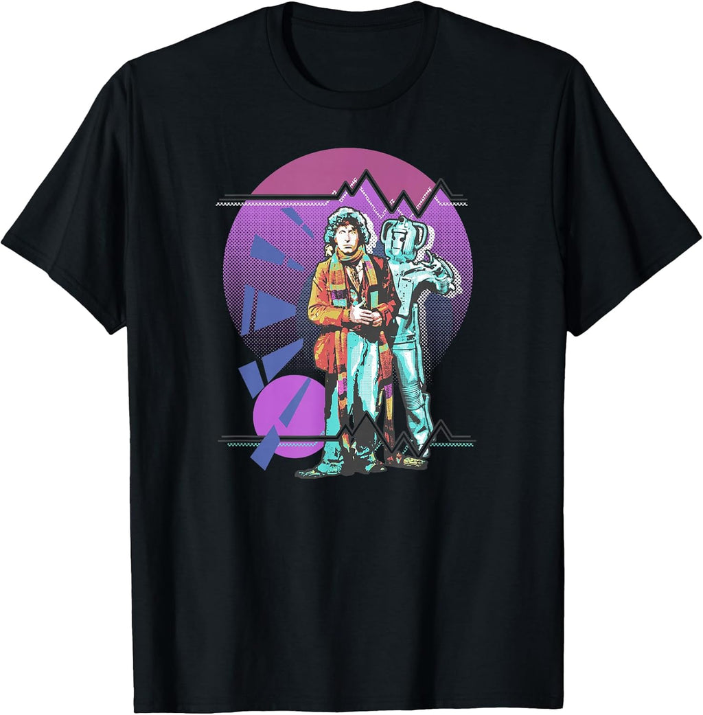 Pop Art 4th Doctor Baker Cosmic Time Travel Fan T-Shirt