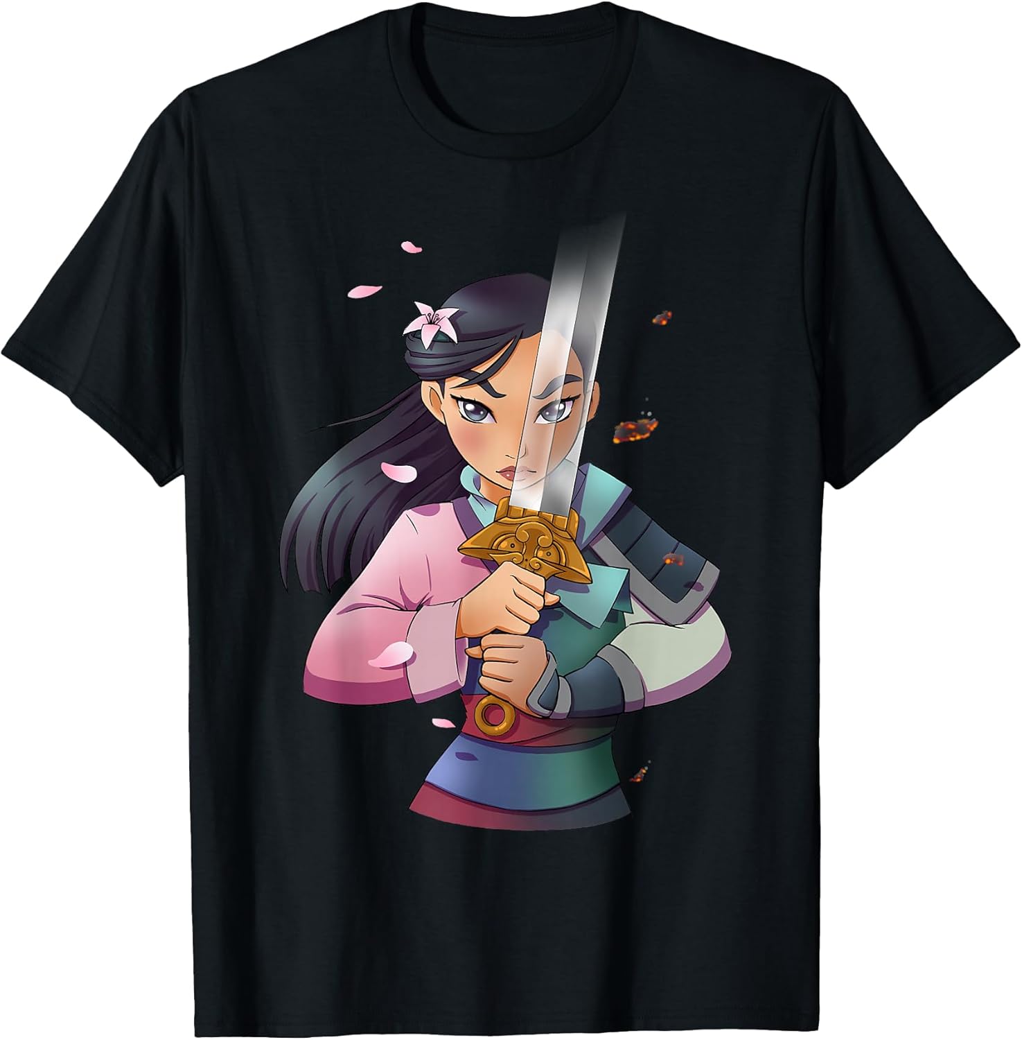Mulan Anime Half Girl Half Warrior Graphic T-Shirt T-Shirt