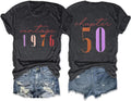 50th Birthday Shirt for Women Vintage 1976 T-Shirt Casual Short Sleeve 50 Years Old Birthday Party Tee Tops