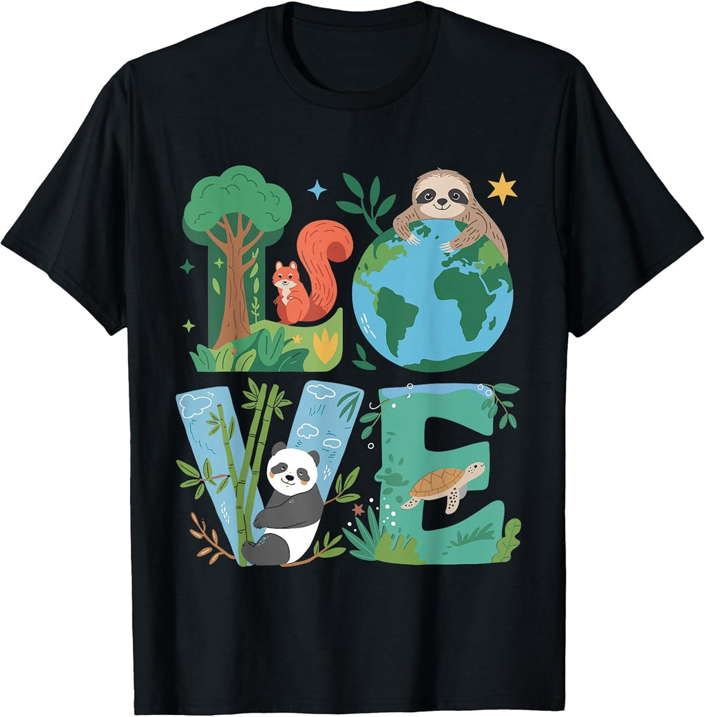 Love Earth Day Planet 2025 Anniversary Environmental Animals T-Shirt
