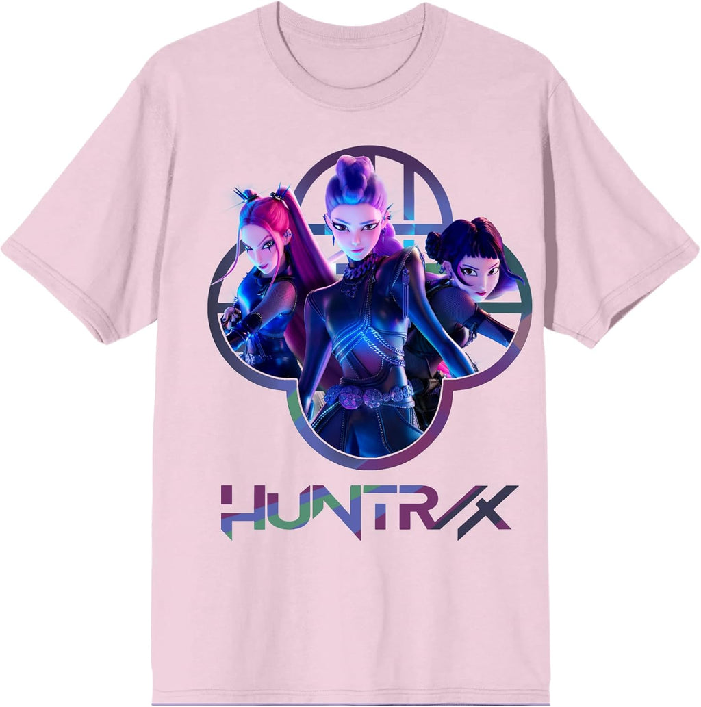 Kpop Demon Hunters Huntrix Capture Color Adult Pink Crew Neck Short Sleeve T-Shirt-XXL
