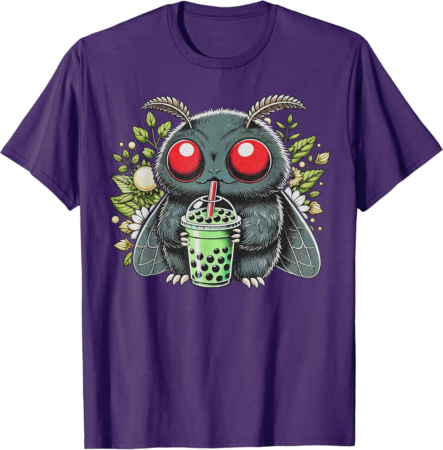 Mothman Drinking Bubble Tea Kawaii Boba Tea T-Shirt