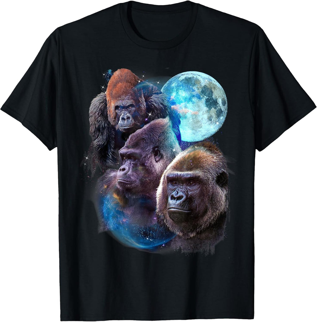 3 Moon Gorilla Funny Great Ape Art Cool Primate Animal Lover T-Shirt