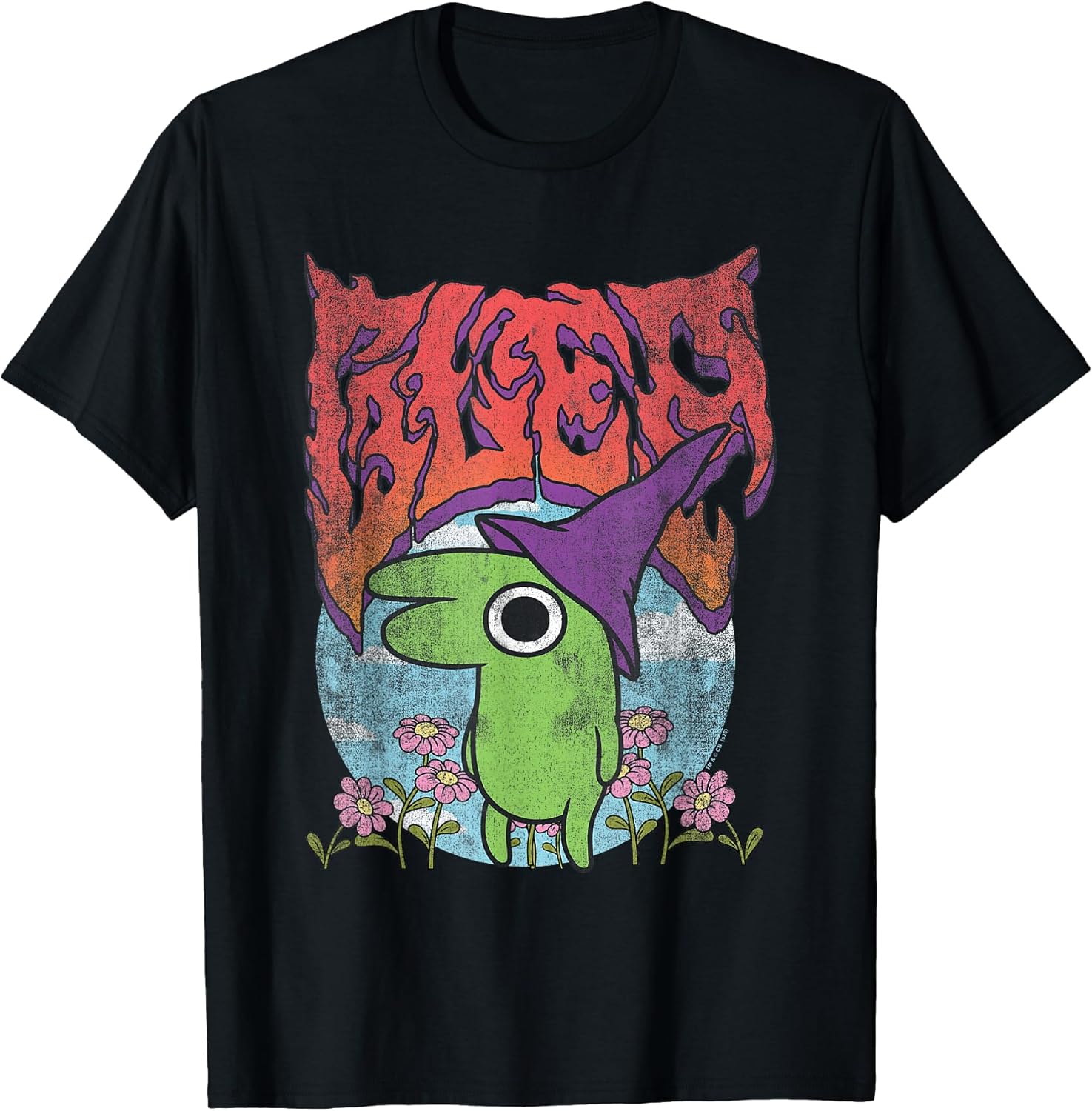 Glep Vintage Heavy Metal Flowers Cartoon T-Shirt