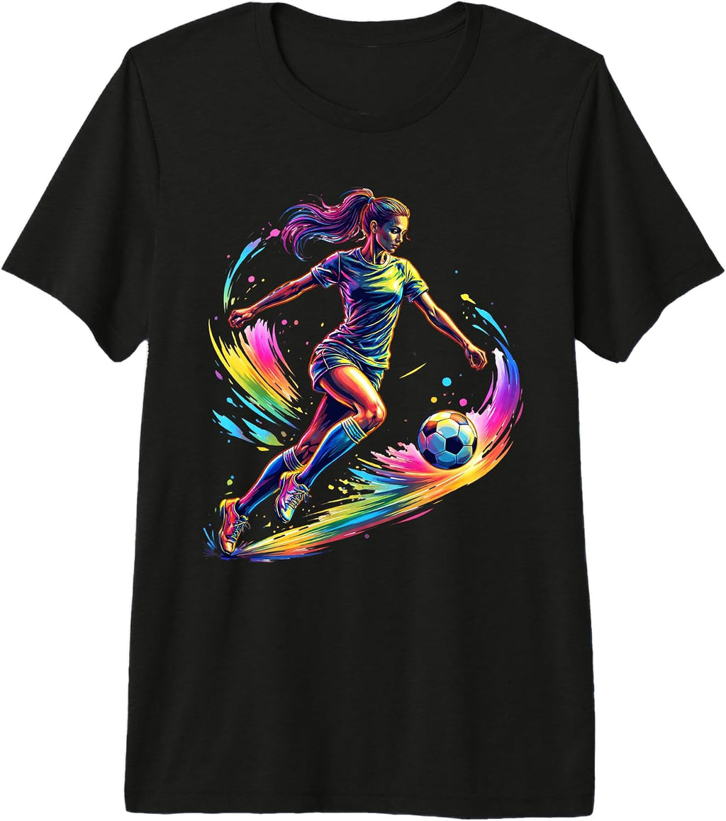 Colorful Soccer Girl Graphic For Women Girls