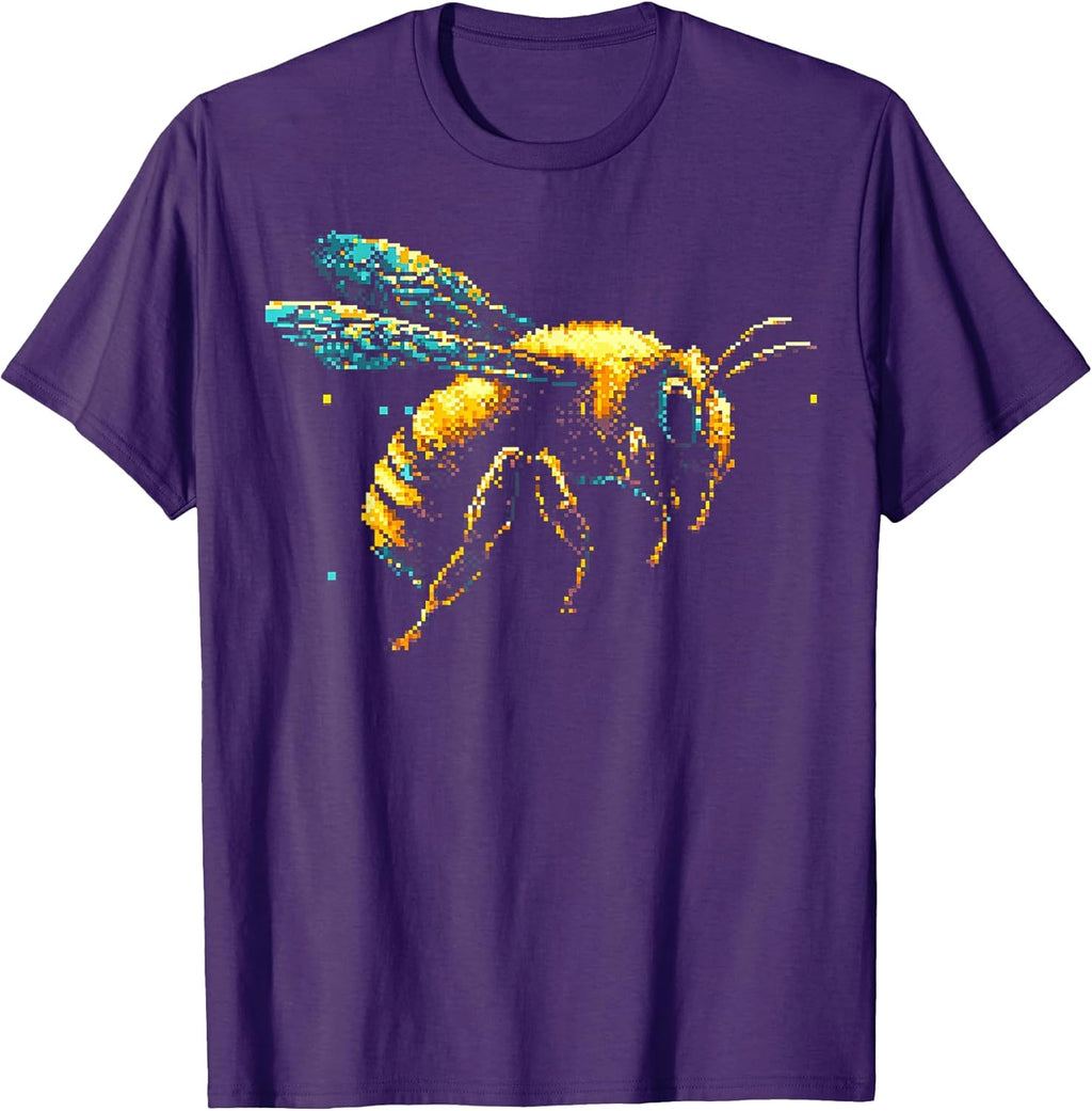 Pixel Art Bee Design Retro Insect Graphic for Nature T-Shirt
