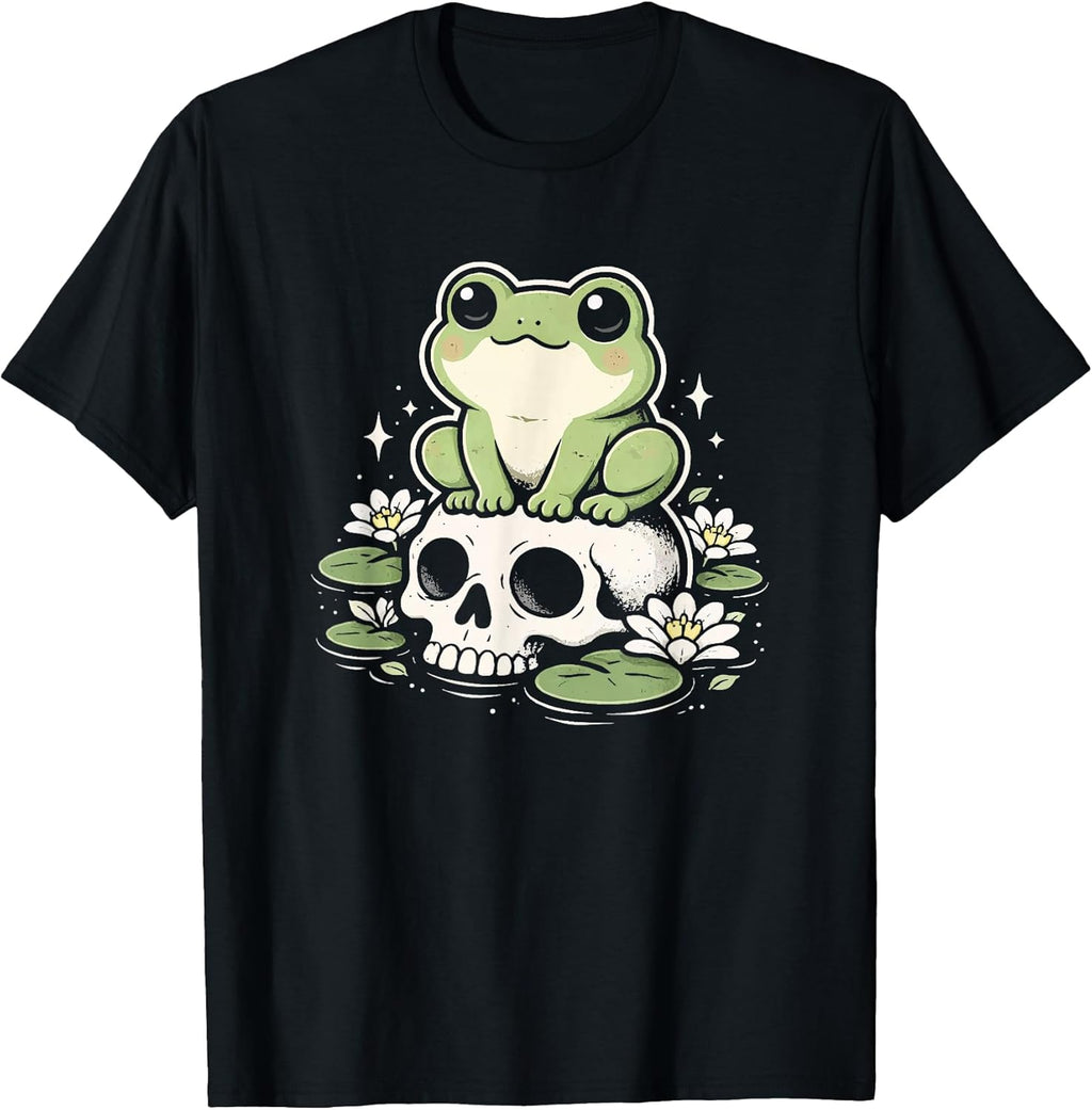 Frog Skull Creepy Cute Green Kawaii Pastel Goth Aesthetic T-Shirt