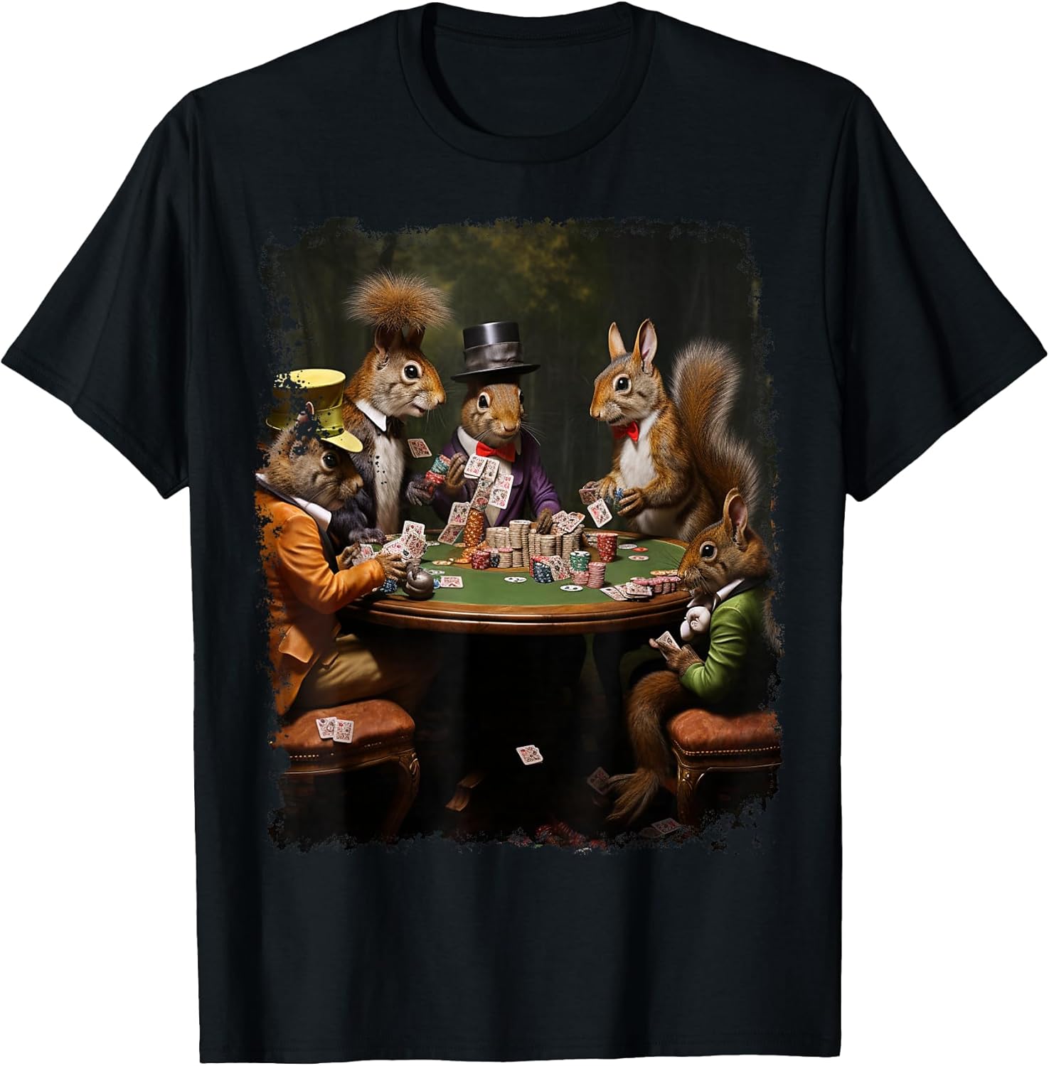 Playing Card Pop Art Gambling Squirrel Playing Poker Cards T-Shirt