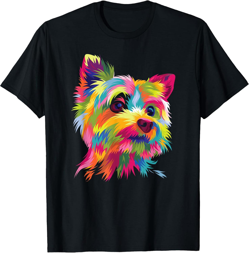 Colorful Pop Art Yorkshire Terrier Portrait Yorkie Lover T-Shirt Small