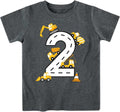 2-5 Years Birthday Boy Shirt Construction Party T-Shirts Excavator Cotton Short Sleeve Tee Dark Grey