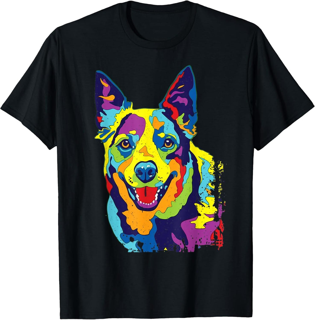 Cattle Dog Shirt Funny Australian Cattle Dog Pop-Art Shirt T-Shirt for Men Women Girls Kids