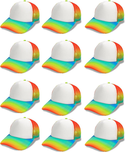 12 Pcs Sublimation Blank Trucker Hats Bulk Mesh Snapback Baseball Cap Mesh Trucker Caps for Men and Women DIY Custom Hats