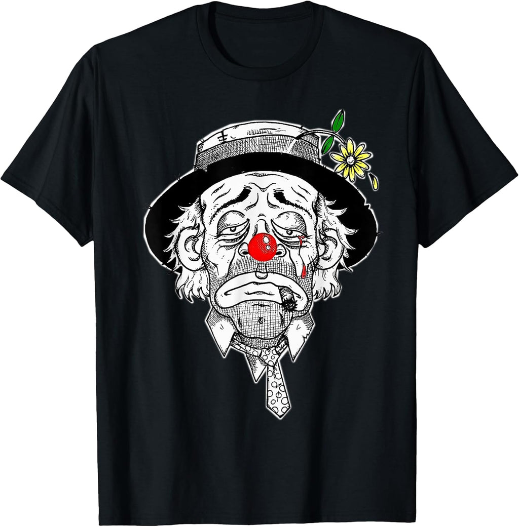 Unisex-Adults, Unisex-Kids Black Hobo Clown T-Shirt