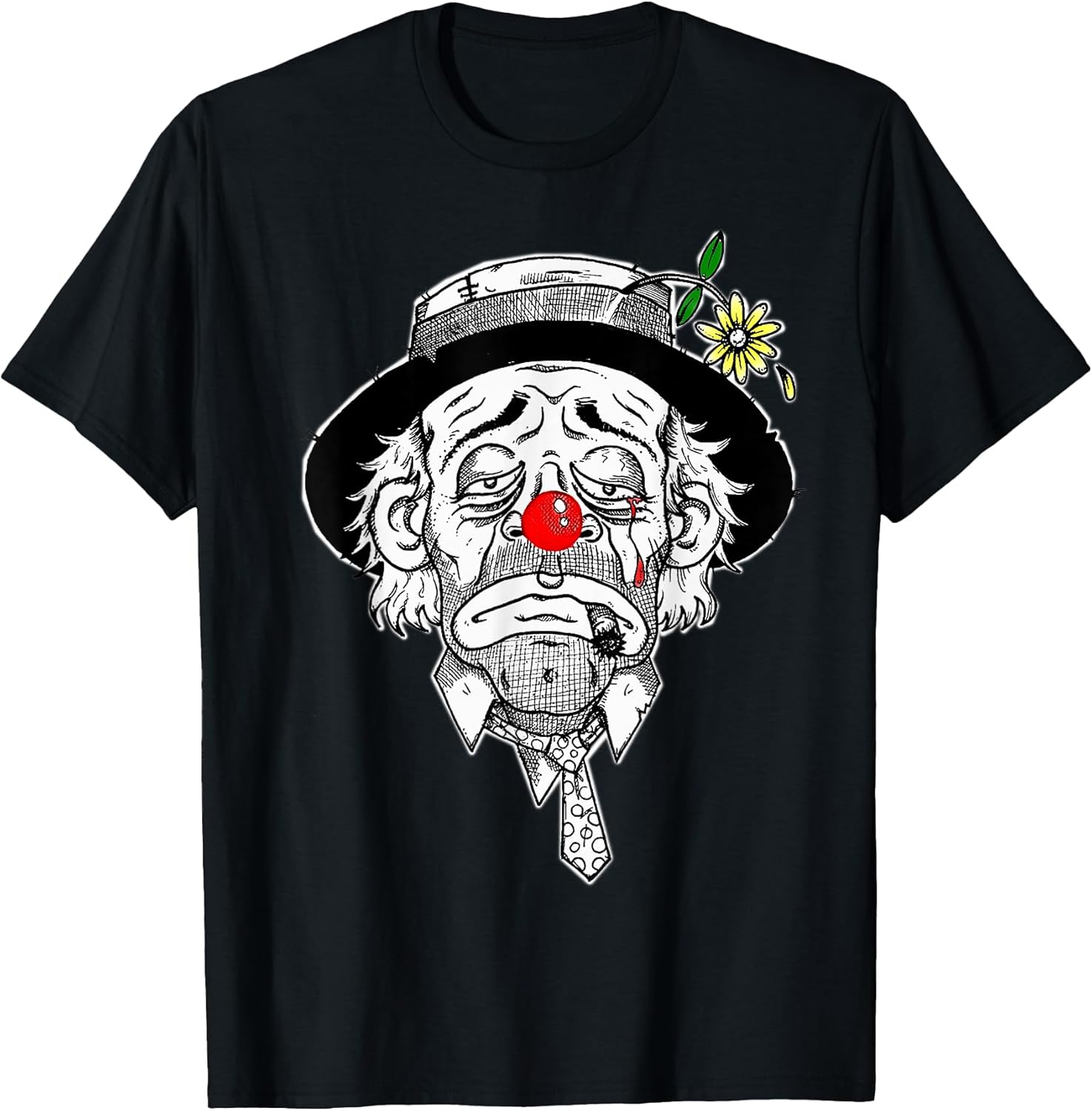 Unisex-Adults, Unisex-Kids Black Hobo Clown T-Shirt