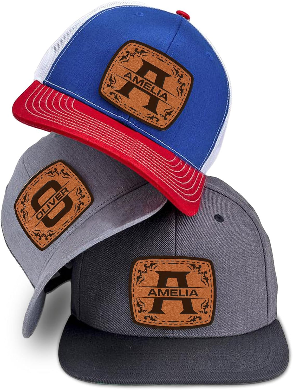 Custom Hats for Men Women Personalized Logo Baseball Caps Leather Patch Trucker Hat for Adult Adjustable Custom Hats