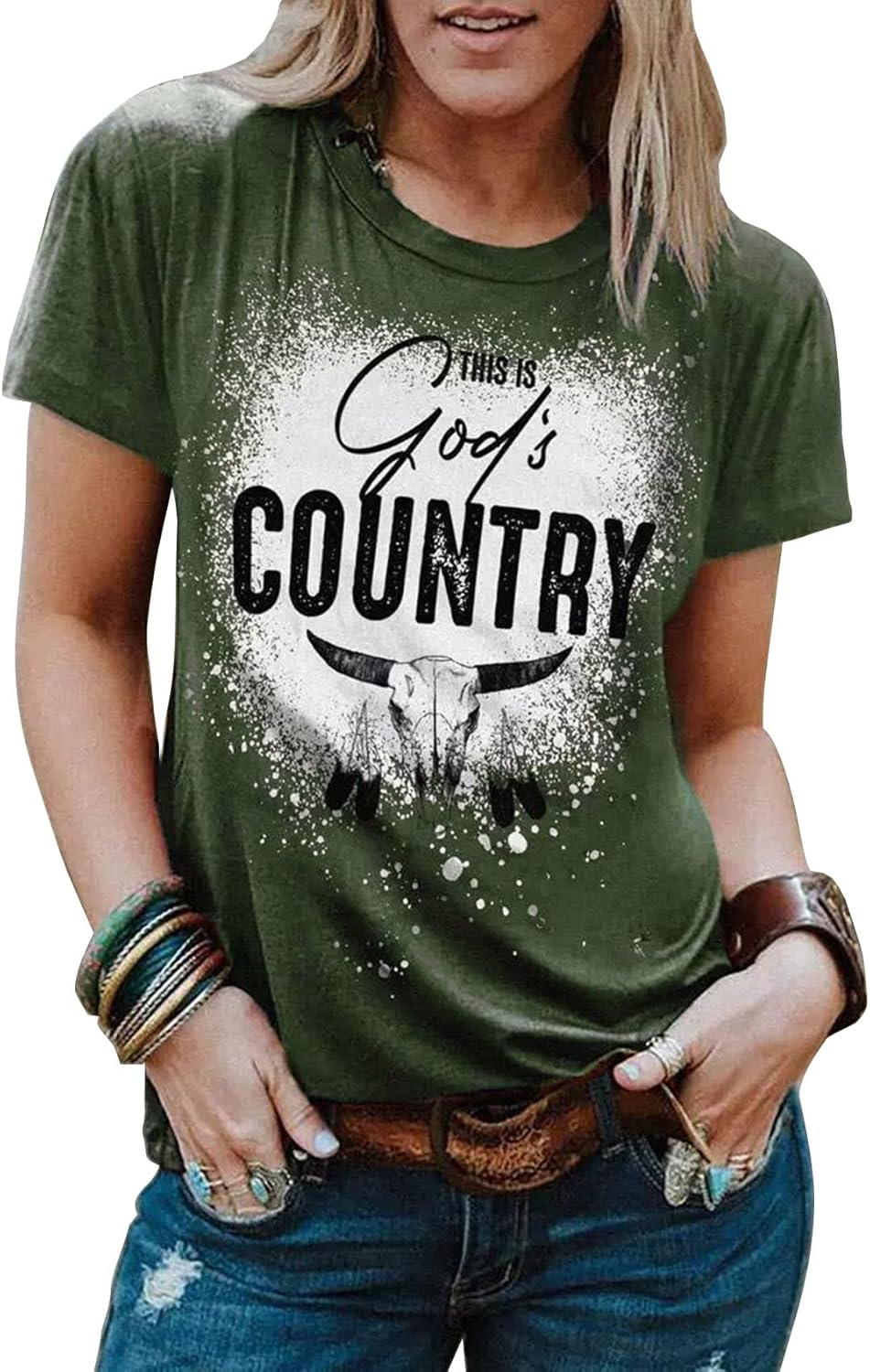 Country Music Tshirts Women Funny Rodeo Cowboy Shirts Vintage Graphic Shirt Casual Cowgirl T-Shirt Tops