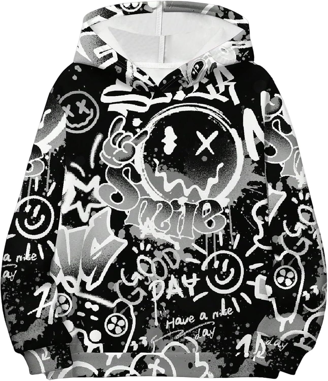 Boy's Graphic Hoodie Cartoon Print Long Sleeve Hooded Sweatshirt Loose Pullover Tops