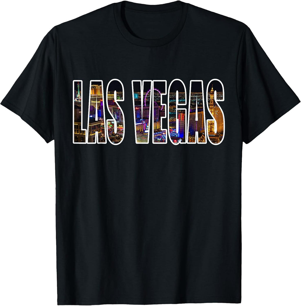 Las Vegas Nevada Urban Skyline Photography Font T-Shirt