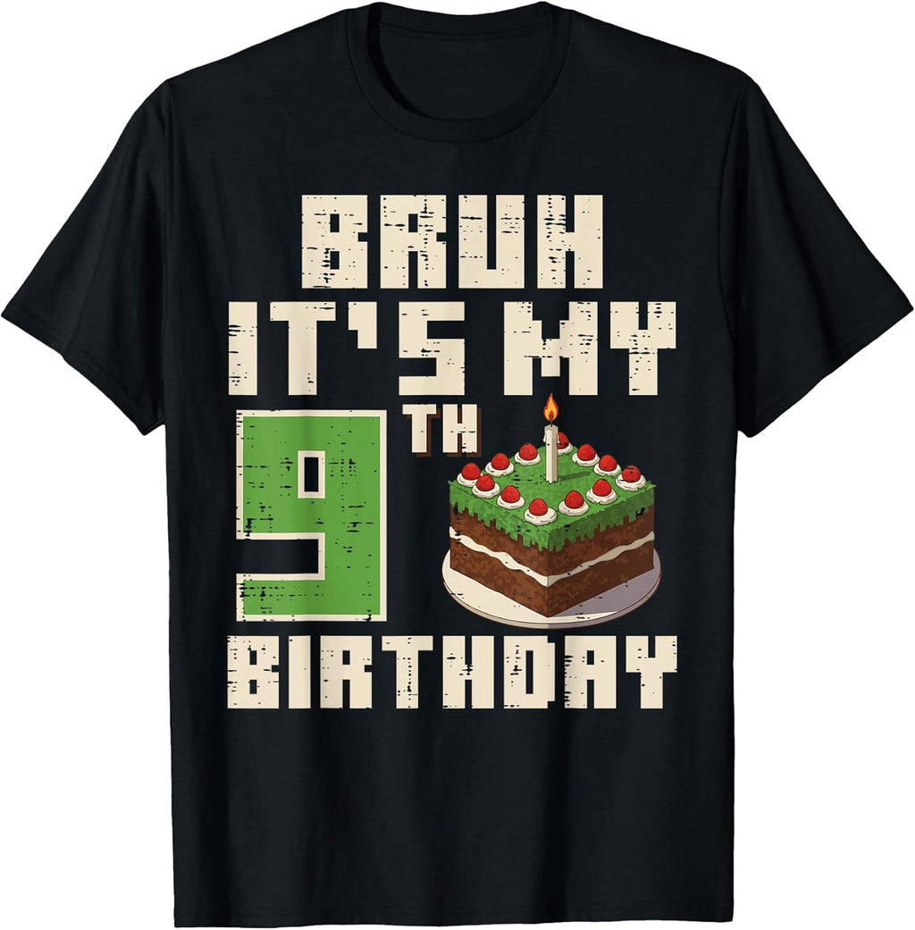 9th Birthday Pixel Gaming 9 Year Old Gamer Bday Boys Kids T-Shirt