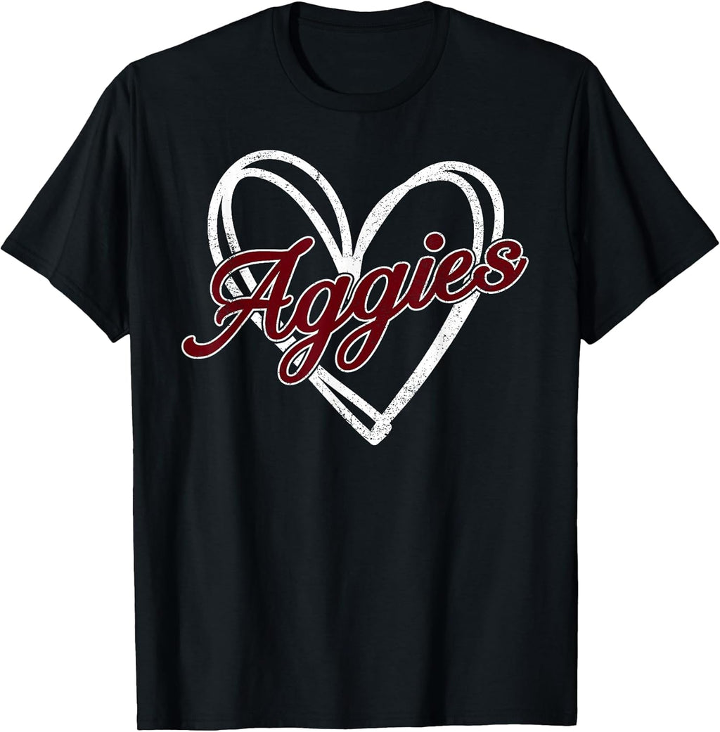 Retro Personalized Aggies-Heart Men Women Kid T-Shirt