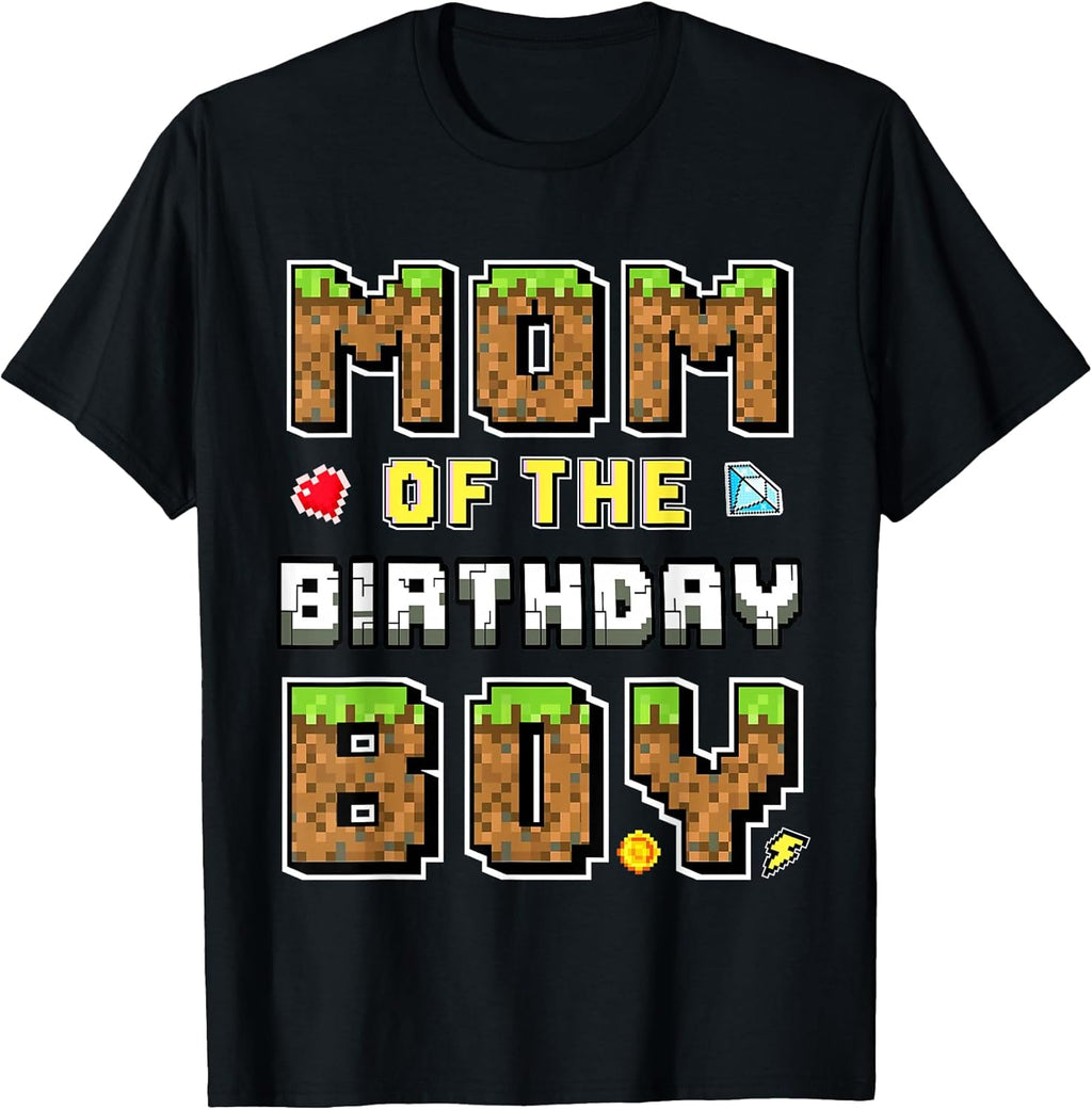 Mom Of The Birthday Boy Gamer Pixel Birthday party Matching T-Shirt