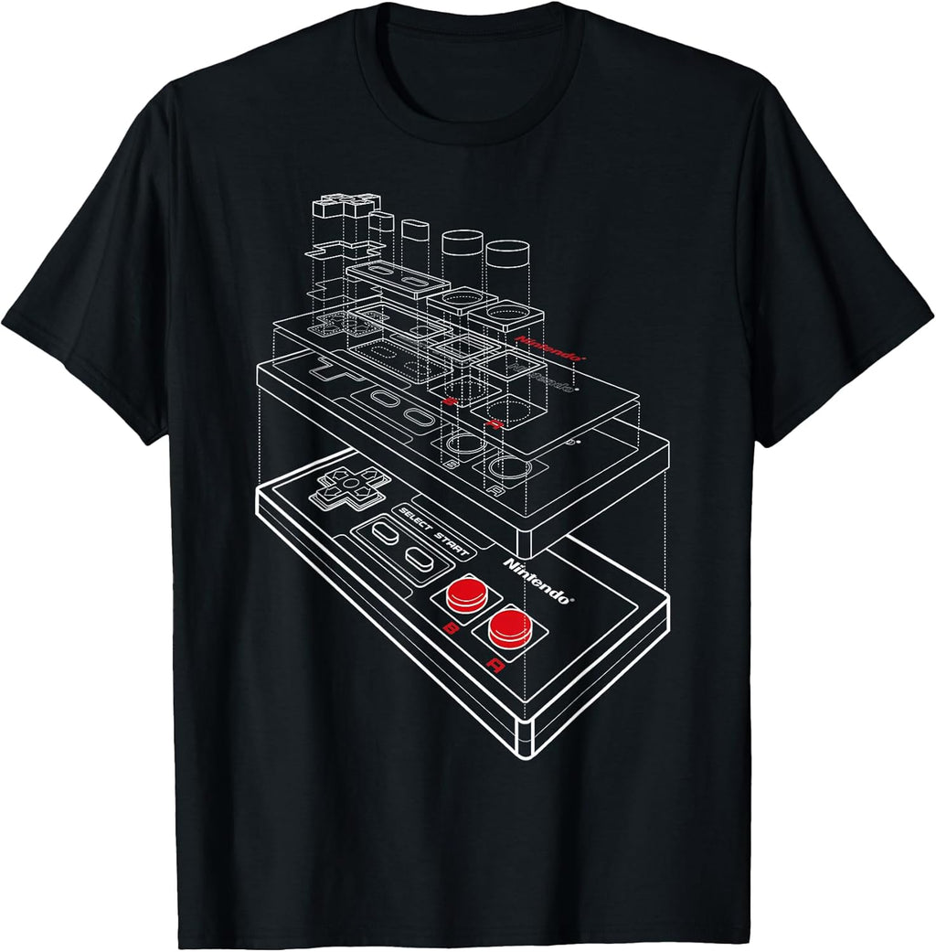 NES Controller Exploded Schematic Graphic T-Shirt T-Shirt