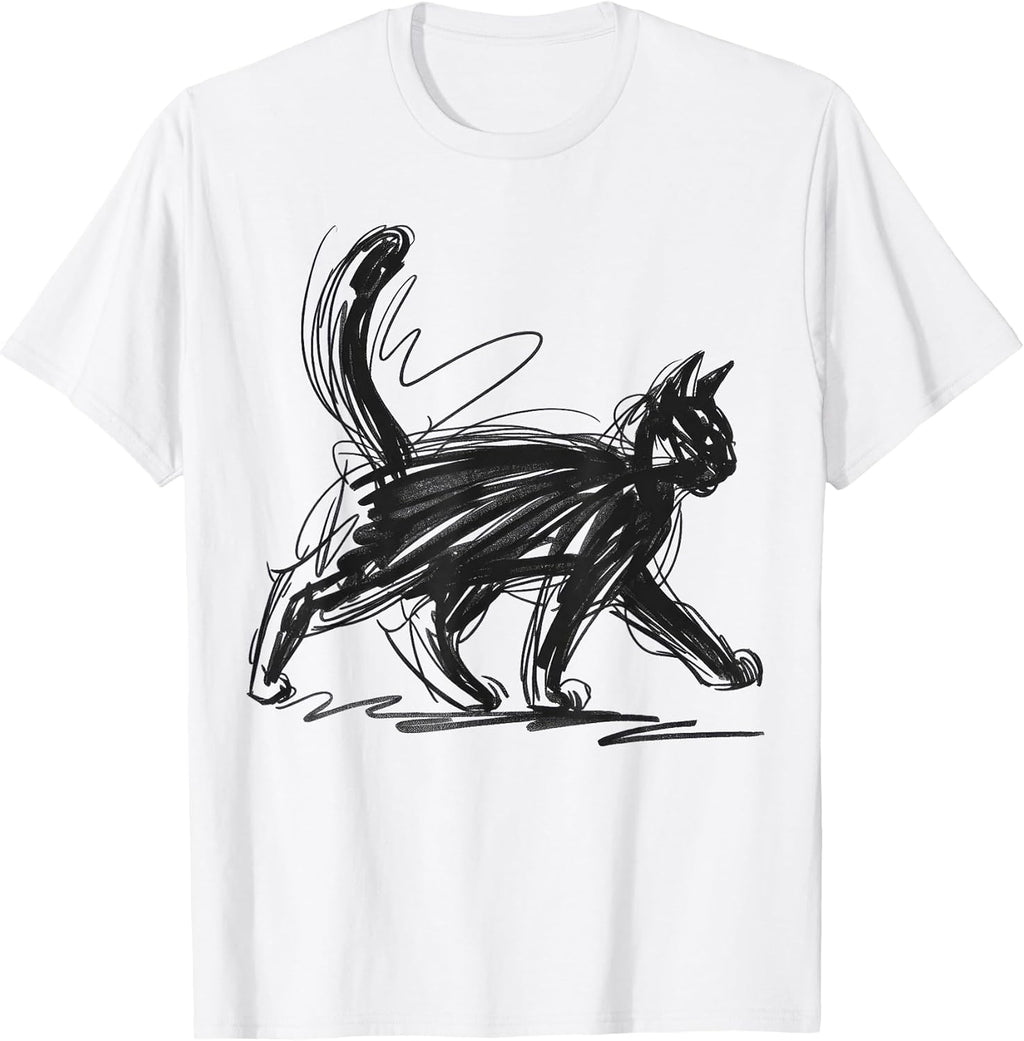 Minimalist cat Art t -shir t